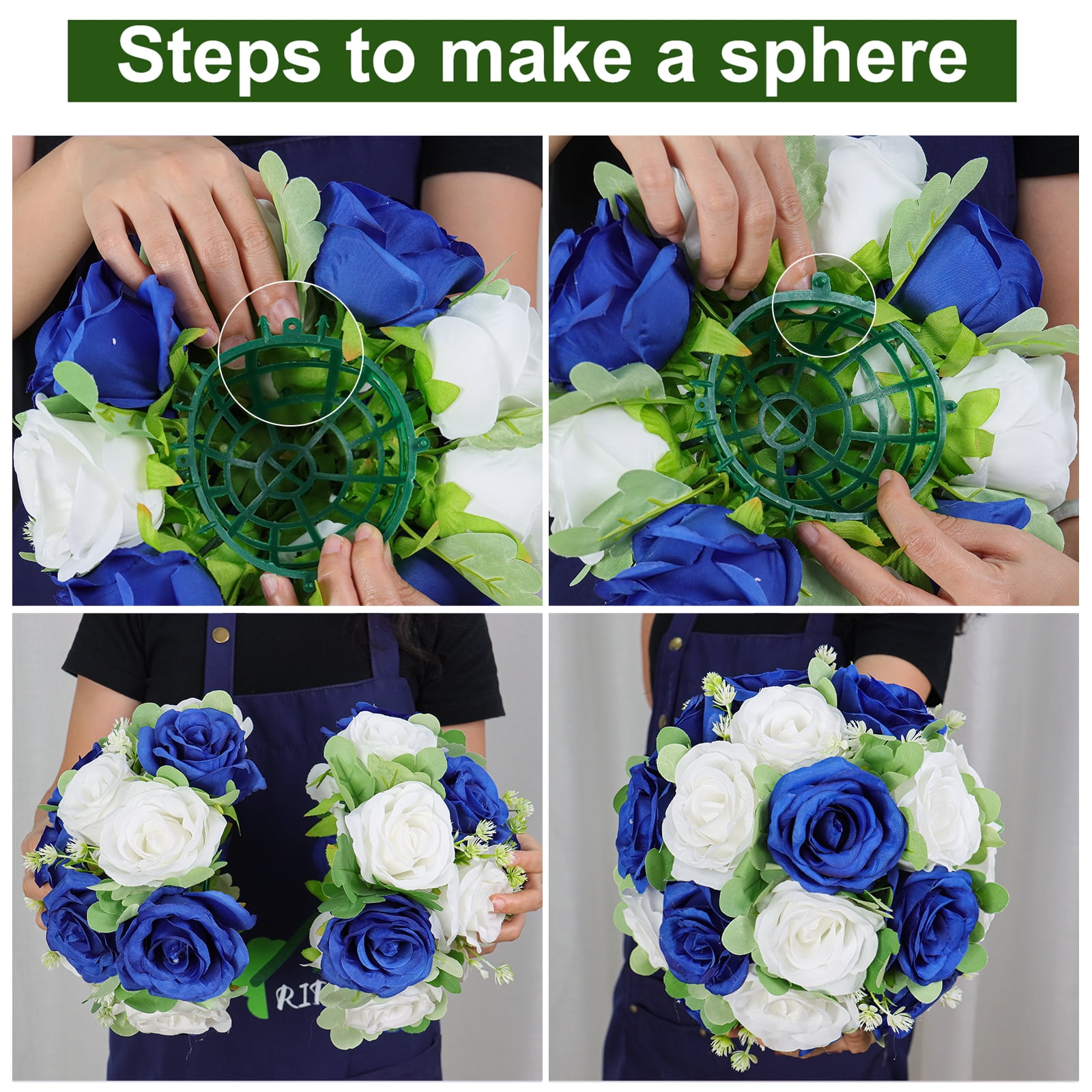 Flower Balls Wedding Silk Roses Centerpieces 6pcs Flowers Kissing Ball Decor Artificial Floral Bouquet for Table Arrangement Event Birthday Party 10.6x5.5 inch