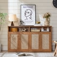 thumbnail image 5 of LEYAOYAO 55" Rattan Sideboard with Doors, Buffet Storage Cabinet with Adjustable Shelves, Modern Console Table for Kitchen, Living Room, Entryway, 5 of 8
