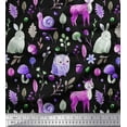 thumbnail image 1 of Soimoi Rayon Fabric Mushroom,Animals & Owl Kids Printed Fabric 1 Yard 56 Inch Wide, 1 of 1