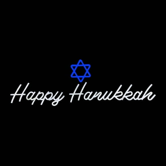 35" LED Neon Happy Hanukkah Silhouette Motif Display