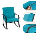 thumbnail image 4 of CHYVARY 3 Pcs Outdoor Patio Steel Lounge 2 Rocking Soft Chair Sets with Tempered Glass Table for Patio and Garden,Lake Blue, 4 of 8