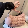 thumbnail image 1 of Monedero de axila para mujer, bolso con asa superior de cuero PU, bolso de media luna para mujer (rosa), 1 of 9