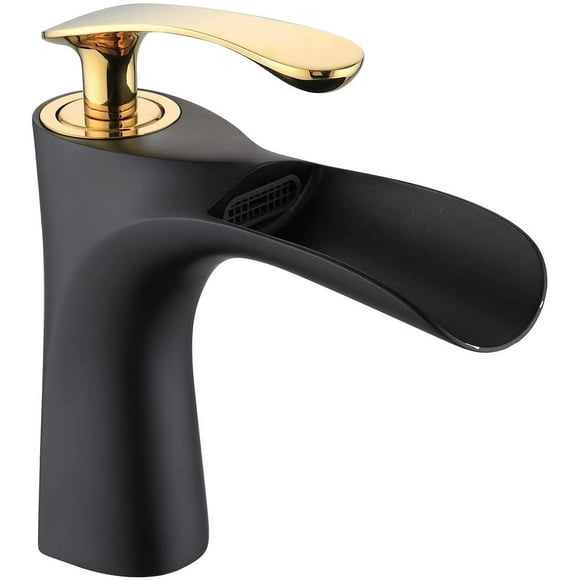 Waterfall Bathroom Sink Mixer, Single Lever, Cold and Hot Water, Brushed Nickel Finish, Solid Brass