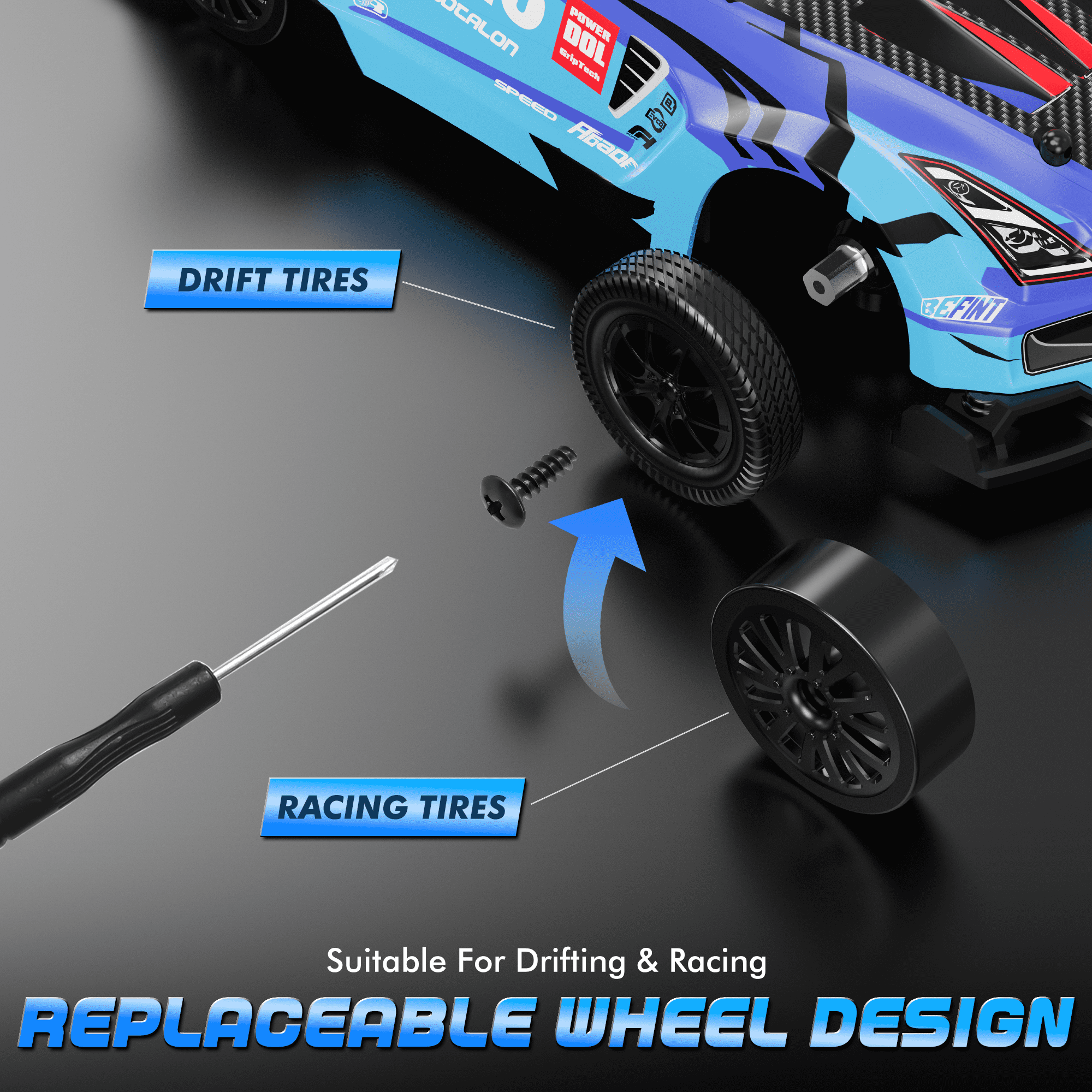 RC Drift Car Toys 8-12 Boys, UUGEE 2.4GHz Remote Control Cars with Lights, 20KM/H 4WD High Speed RC Vehicle Racing, Christmas Birthday Gifts for 6 10 12 Kids