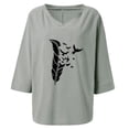 thumbnail image 5 of YUNAFFT Womens Tops Casual Loose Fashion Women's Fashion Printed T-shirt Cotton 3/4 Sleeves Blouse Round Neck Casual Tops On Sale, 5 of 5