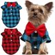 thumbnail image 1 of Camisa a cuadros Gindoor para cachorro (2 unidades): adorable conjunto de ropa y pajarita para perros pequeños, gatos, fiestas de cumpleaños y fotos navideñas., 1 of 5