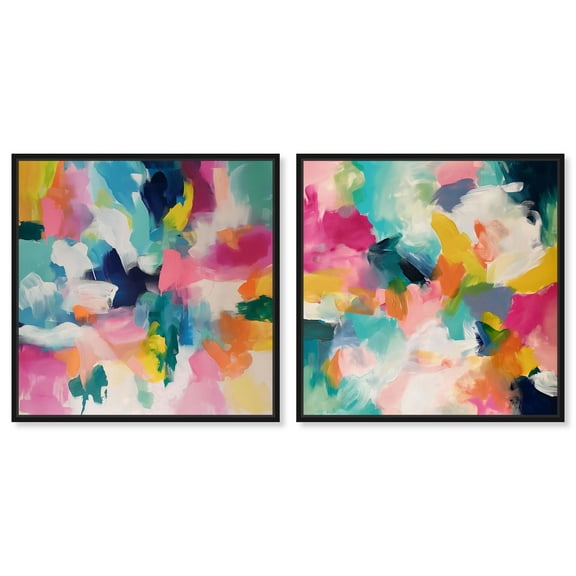 Glazed Melodies Set Canvas Set of 2 Dopamine Decor Art by Art Remedy, Black Frame, 12 x 12