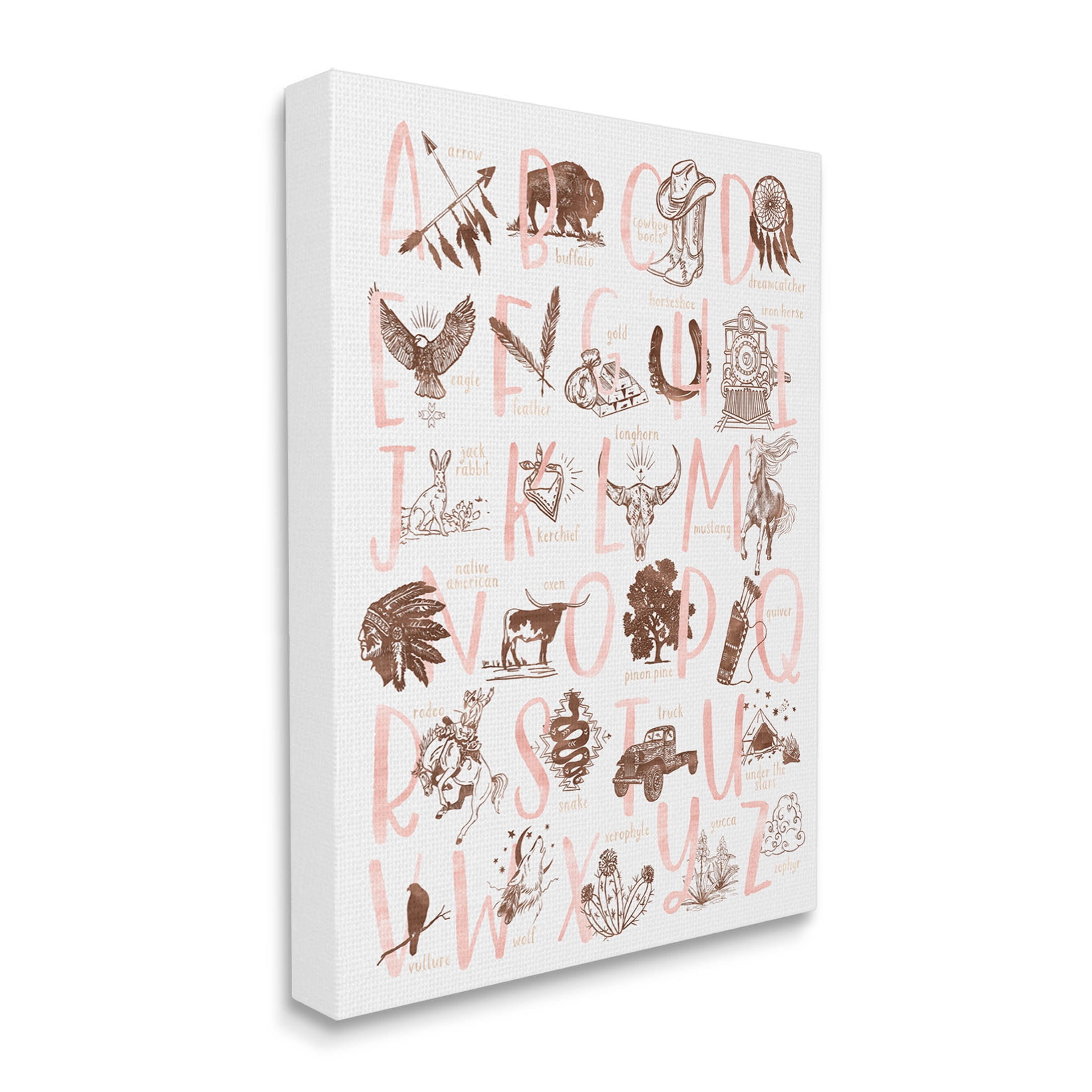Southwestern Style Alphabet Learning Animals & Insects Graphic Art Gallery Wrapped Canvas Print Wall Art
