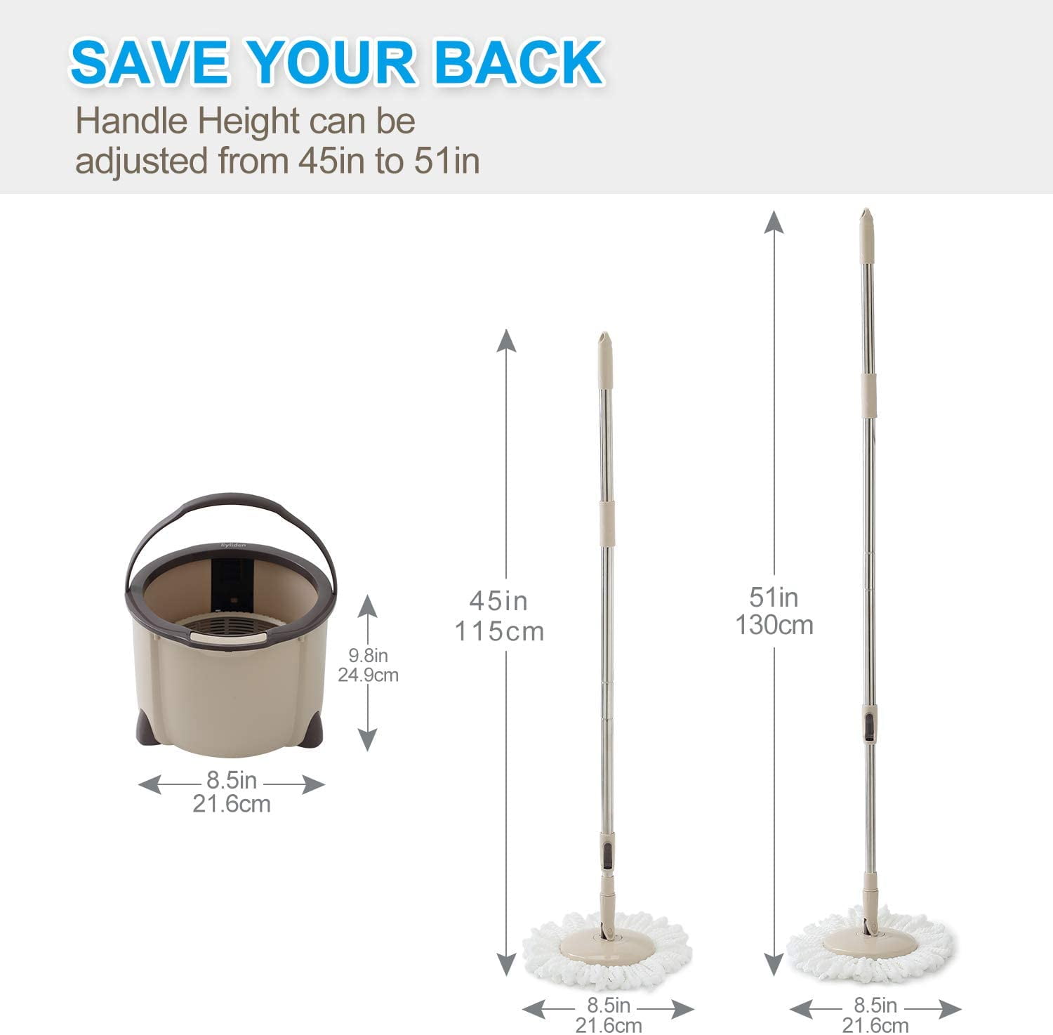 Buy Eyliden Microfiber Spin Mop with Bucket, 360 Spin Rapid Dehydration