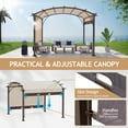 thumbnail image 5 of SalonMore 10.8' x 8.8' Pergola Metal Dark Adjustable Shade Fabric Curved Top Folding Shed Brown, 5 of 9