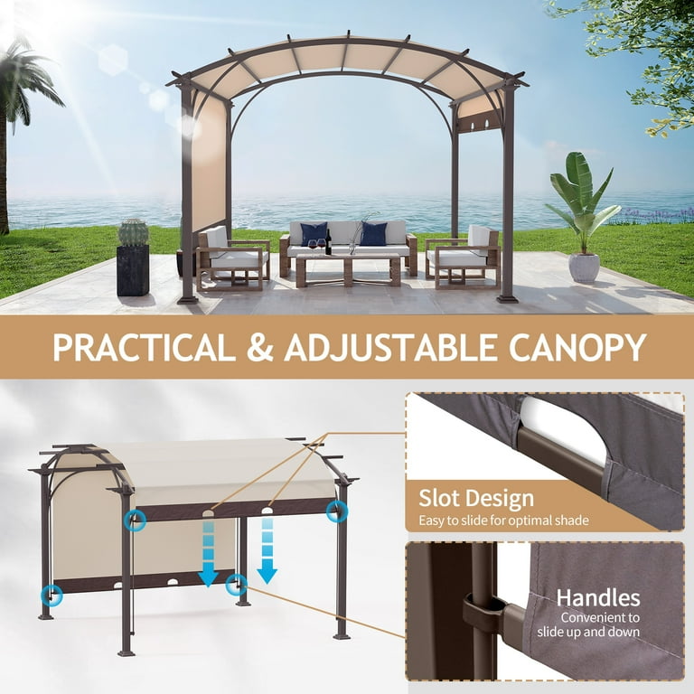 Zimtown Pergola, 8.8x10.8ft Arched Aluminum Gazebo with