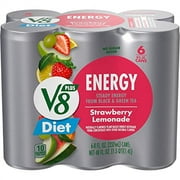 V8 +ENERGY Diet Strawberry Lemonade Energy Drink, Contains 10 Calories Per Serving, 8 FL OZ Can (Pack of 6)