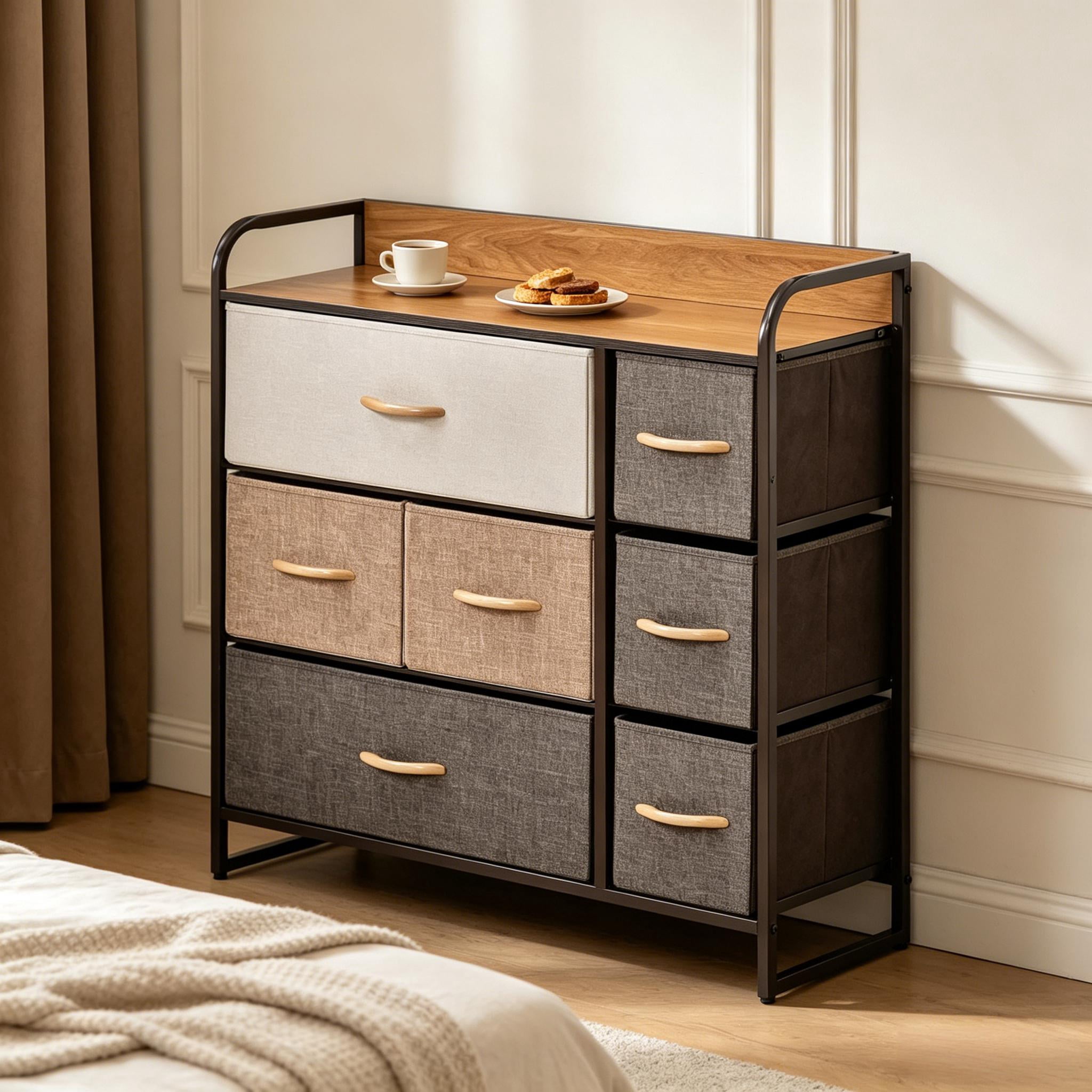 Modern Storage Cabinet with Open Top Shelf,Vertical Chest of Drawers,Stylish Floor Cabinet,Storage Dresser