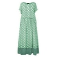 thumbnail image 4 of JINMGG 2024 Summer Clearance Dresses under $10.00 Women Polka Dot Fake Two Pieces Round Neck Short Sleeve Summer Plus Size Maxi Dress, 4 of 6