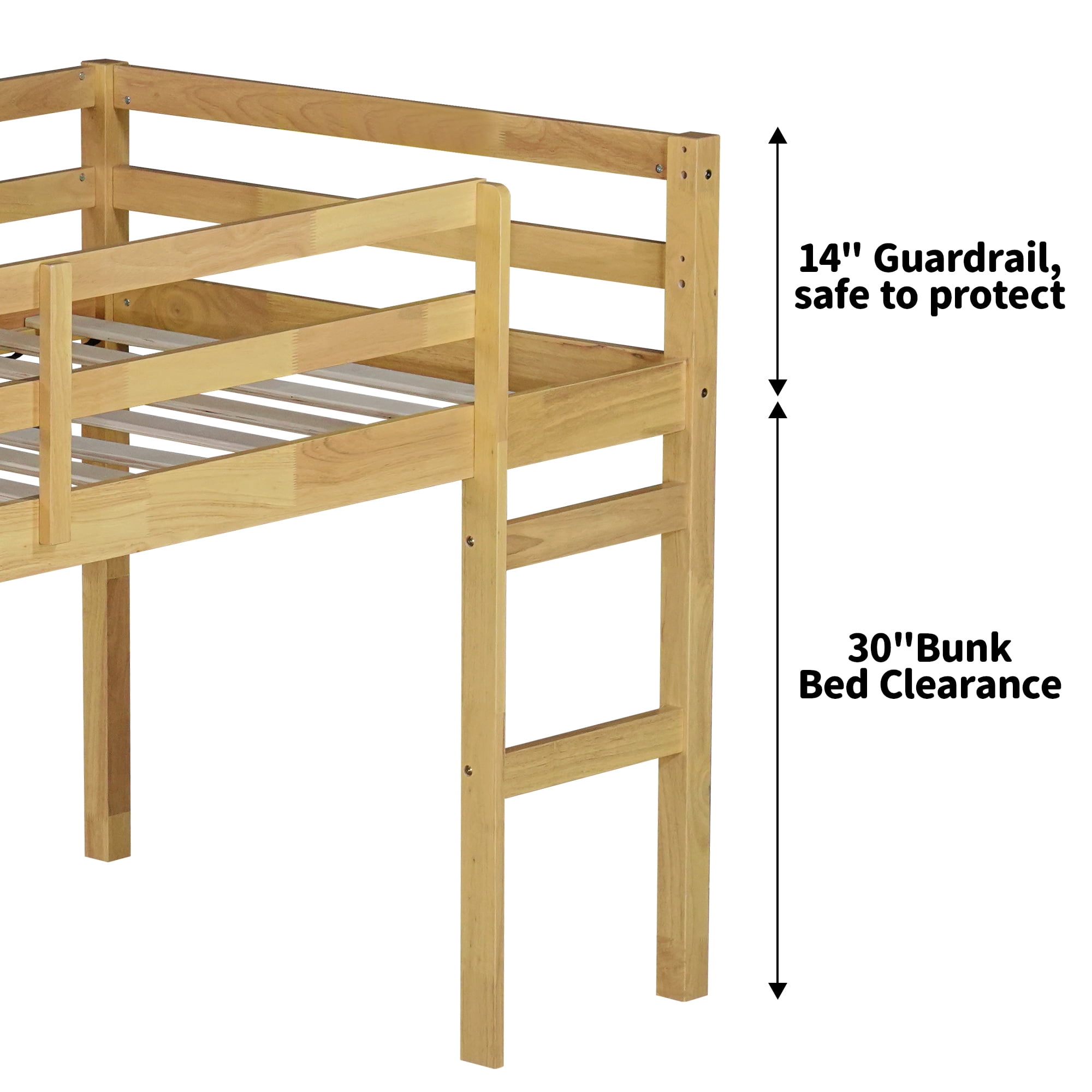Alvantor Twin Loft Bed for Kids Wood Bed with Stairs, Natural