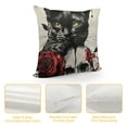 thumbnail image 4 of YINGXI Red Rose Skull and Black Cat Pillow Covers Hallowmas Thanksgiving Farmhouse Outdoor Cat Lovers Room Throw Pillowcase Flannel Sofa Couch Decorative Cushion Case 20x20in, 4 of 5