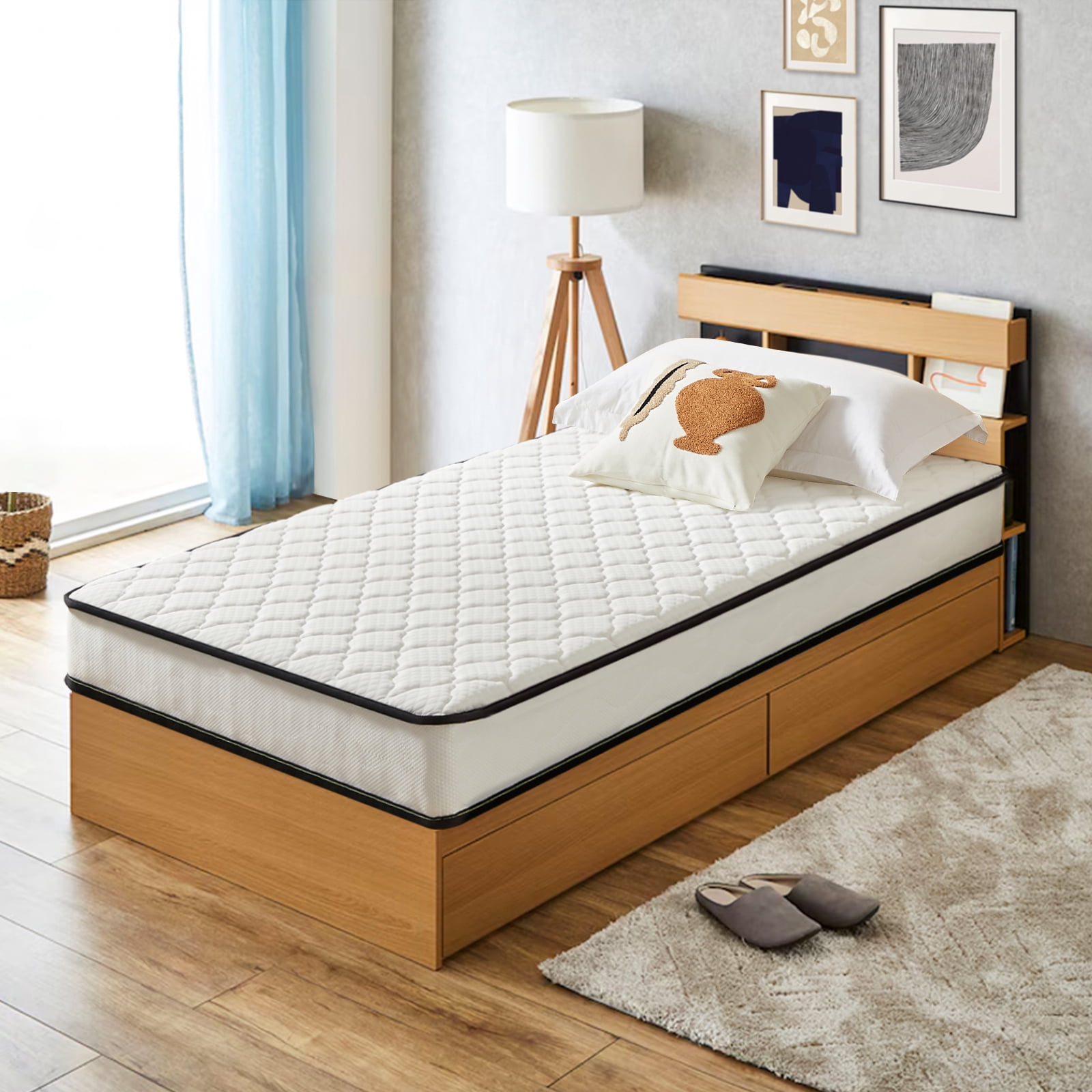 Twin Mattress, 6 inch Hybrid Mattress in a Box with Washable Cover Medium Firm Pressure Relief, CertiPUR-US Certified