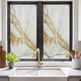 thumbnail image 2 of White Yellow Marble Window Privacy Film, Ink Painting Modern Art Static Cling UV Sun Blocking Tint Film Heat Control Windows Films for Bedroom Bathroom, Window Stickers 17.7"x39.3", 2 of 7