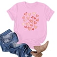 thumbnail image 4 of Camiseta de Manga Corta de Cuello Redondo con Patrones de Corazón de Moda de las Mujeres para Diario, Fiesta, Primavera Y Verano, 4 of 5