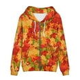 thumbnail image 3 of Renewold Fashion Breathable Zip-Up Hoodie Jacket for Women Casual Maple Leaves Pumpkins Hoody Sweatshirts Thanksgiving Fall Athletic Gym Workout Sportswear Y2K Size 4XL, 3 of 6