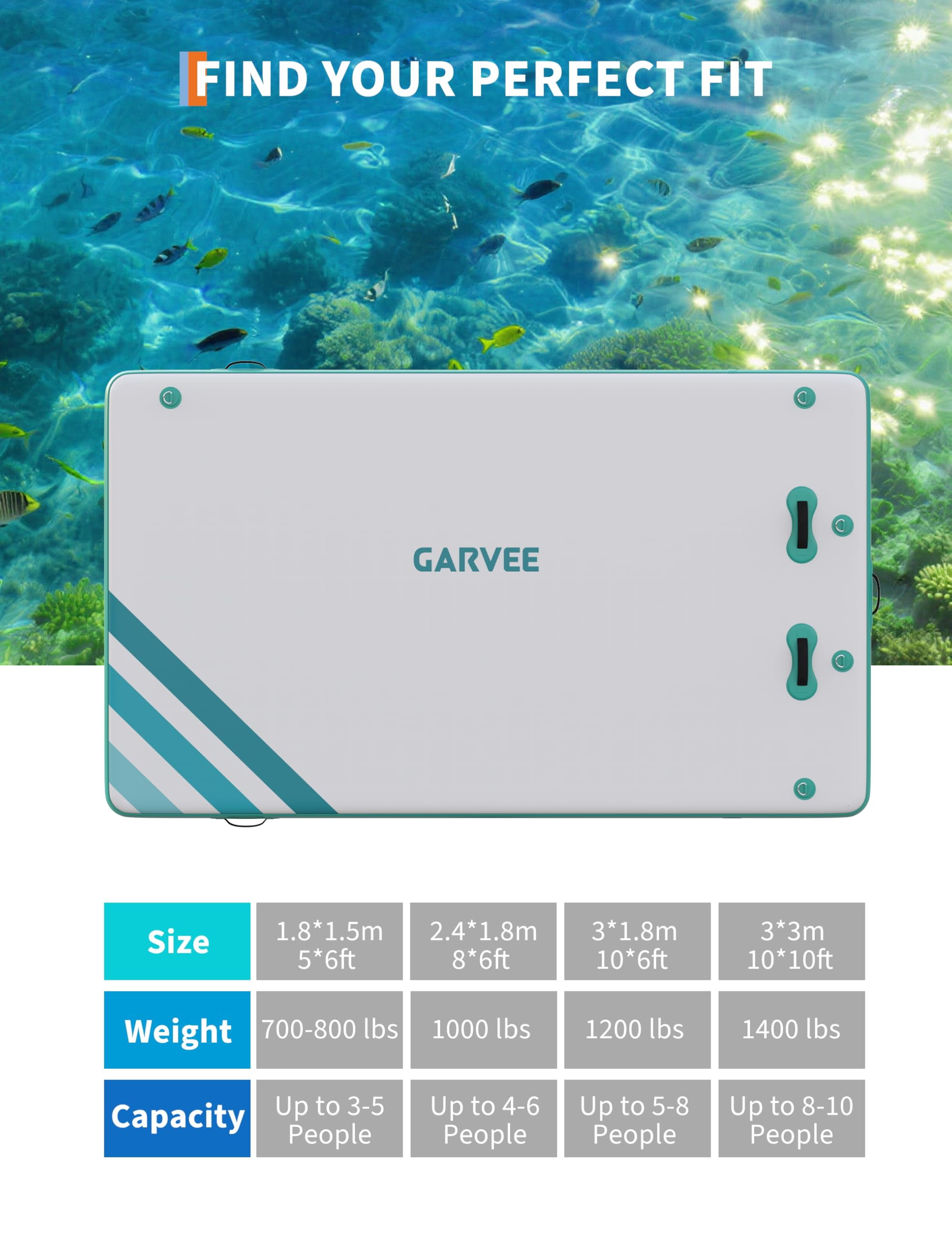 Inflatable Floating Dock, Non-Slip Water Floating Dock Swim Platform with Ladder, Multi-People Inflatable Floating Mat, Dock Platform for Lake/Boats/Island/Swimming Pool