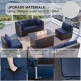 thumbnail image 4 of Kullavik 8-Piece Rattan Patio Furniture Set with 55,000 BTU Fire Pit Table, PE Wicker Rattan Sectional Sofa & Coffee Table, All-Weather Waterproof Furniture for Backyard,Navy Blue, 4 of 8