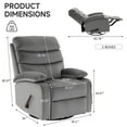 thumbnail image 2 of 360°Swivel Rocker Recliner Chair with Adjustable Backrest Rocking Small Recliner Chair for Small Spaces, Small Rocker Recliner Chair for Living Room, RV, Nursery, Bedroom, Gray, 2 of 8