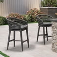 thumbnail image 2 of PURPLE LEAF 24" Counter Height Bar Stools Chair Set of 2, Modern Upholstered Patio Bar Stool with Backrest for Indoor and Outdoor, Kitchen Island, Grey, 2 of 11