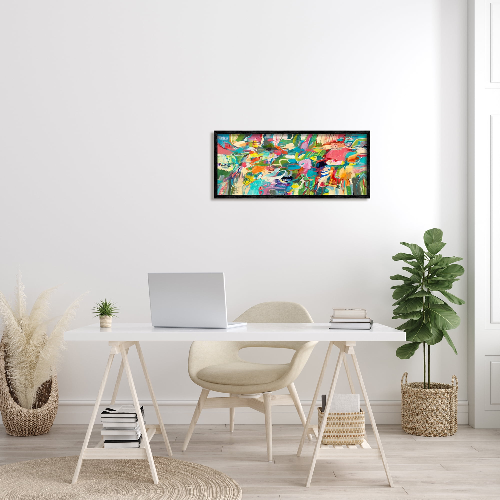 Stupell Industries Complex Playful Tone Abstraction Bright Green Pink Blue, 13 x 30, Designed by Lisa Ridgers
