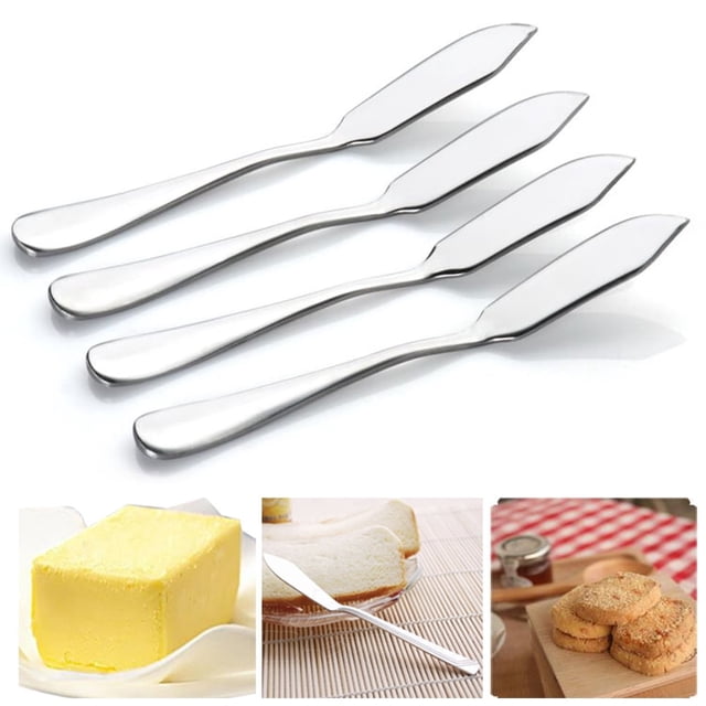 4 cuchillos para mantequilla, cuchillos de acero inoxidable para untar, cuchillos profesionales para untar queso, cuchillos prácticos para untar mantequilla, cuchillos para untar mantequilla para