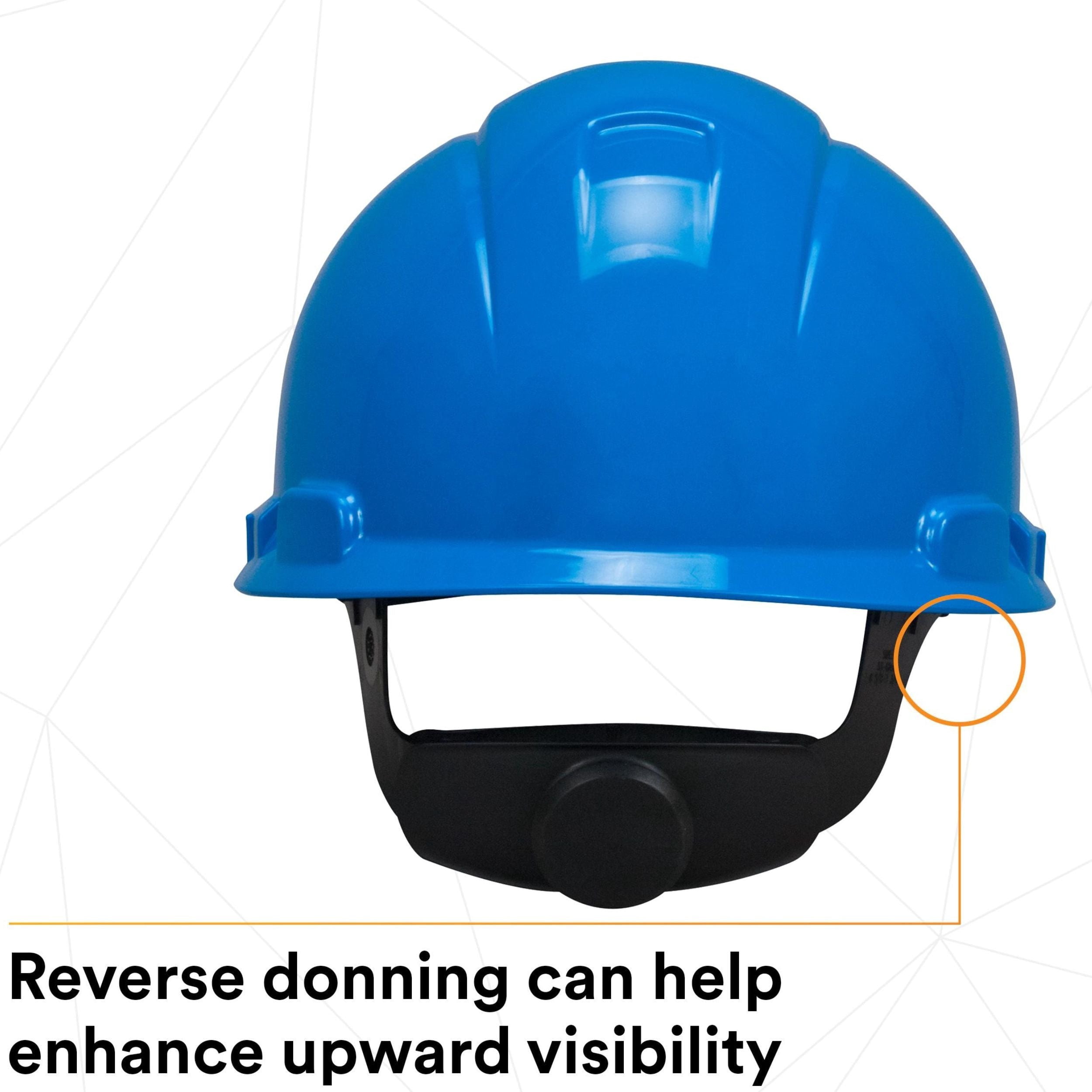 3M Hard Hat H-703R, Blue 4-Point Ratchet Suspension,