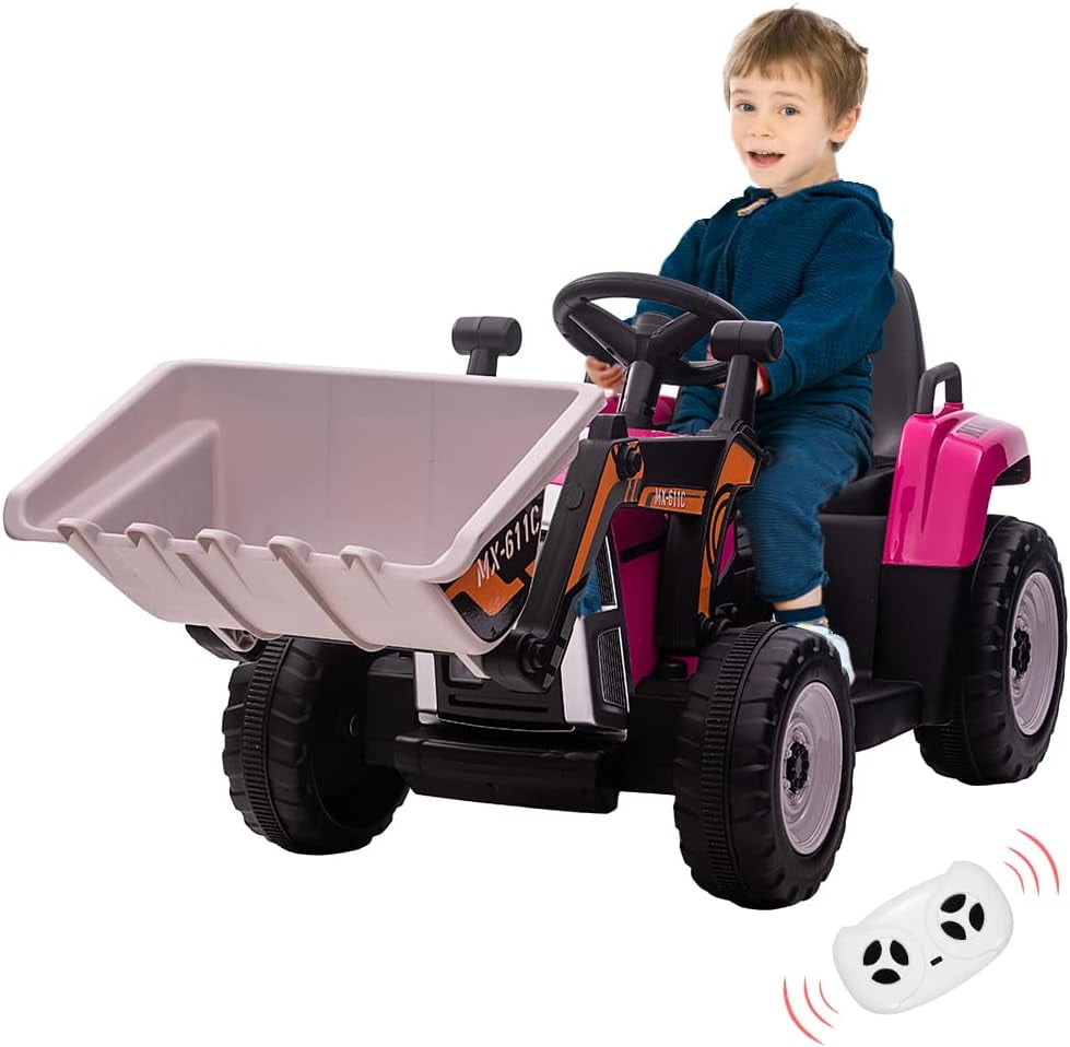 Lingstar 12V Kids Ride on Car Excavator Bulldozer Snowplow with Remote