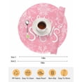 thumbnail image 6 of 15 Inch Round Placemats Set of 6, Pink Christmas Non Slip Heat Insulation PP Table Mats, Winter Xmas White Snowflakes Texture Washable Place Mats for Kitchen Dining Party Table Decor, 6 of 7