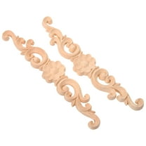 Amosfun 2Pcs Woodcarving Decoration Khaki Flower Appliques for Door and Cabinet Furniture Decor