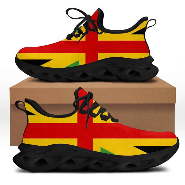 Zapatillas de plataforma con estampado de la bandera de Jamaica para mujer, zapatos de malla ligeros con cordones, planos, para mujer