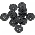 thumbnail image 1 of Mibo 12pcs Round Melamine Buttons with Rim - 24L(15mm) - 4 Hole - Black, 1 of 2