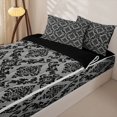 thumbnail image 3 of jejeloiu Bold Damask Zipper Twin Comforter Sets with Fitted Sheet and 2 Pillowcases,Retro Print Zipper Bedding Set For Adults,Black Gray,Black Reversible,4 Pieces, 3 of 7
