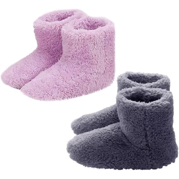 Heated slippers and boots, 2 pairs of USB heated shoes with electrically heated insoles for a good night's sleep
