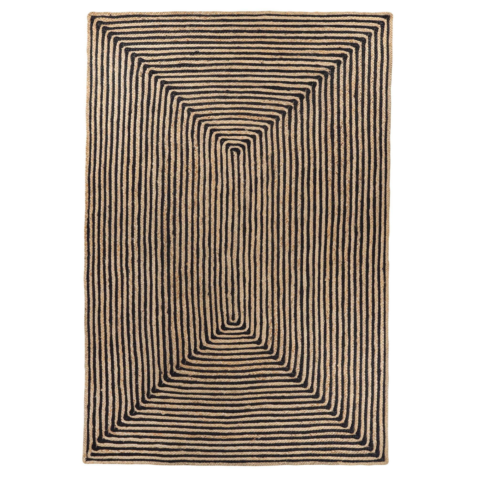 Superior Braided Jute Handwoven Indoor Outdoor Area Rug, 5' x 8', Black