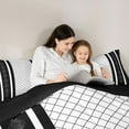 thumbnail image 5 of jejeloiu Vintage Damask Flowers Full Size Comforter Sets,Abstract Geometric Thombus Bedding Comforter Set,Black White Striped Bedding Sets For Kids,Breathable Home Decor Reversible,3-Piece, 5 of 8