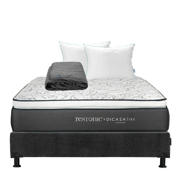 Colchón Matrimonial Trini + Box + Almohada Royal Twin + Protector Lux