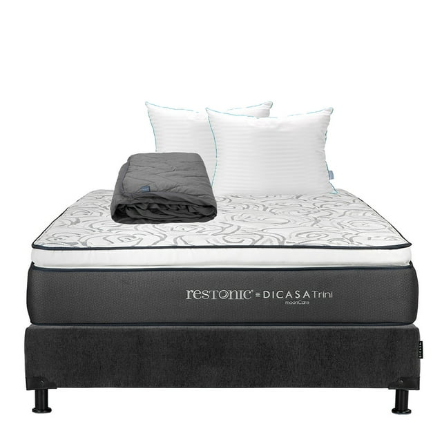Colchón Queen Size Trini + Box + Almohada Royal Twin + Protector Lux