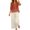 Brick Red-Trousers Suit, variant on Summer Solid Color Embroidered V Neck Three Quarter Sleeve Top and Wide Leg Pants Two Piece Outfit for Women Beach Brick Red L