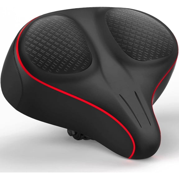 Oversized Bike Seat - Comfortable Bicycle Saddle, Middle Groove Design, 2.95" Thick Memory Foam, Universal Fit Indoor Outdoor, Exercise or Road Bikes