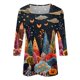 thumbnail image 3 of Blusa de manga larga con estampado floral de Halloween para mujer: blusa informal con cuello cuadrado para otoño, 3 of 4