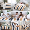 thumbnail image 5 of 3 Piece Burnt Orange Navy Blue Striped Duvet Cover Set Full Size, Microfiber Comforter/Quilt Cover with Corner Ties and 2 Pillowcases, Farmhouse Stripe Art All Season Soft Bedding with Zipper Closure, 5 of 8