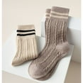 thumbnail image 2 of 5 Pairs Striped Athletic Socks,Cute Casual Cotton Crew Socks,All Season Vintage Retro Socks for Women, 2 of 8