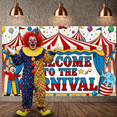 thumbnail image 6 of Clown Design Carnival Banner Elephant  Circus Display Colorful Balloons Striped Tent Welcome Backdrop for Carnival Party Circus Event Welcome Celebration, 6 of 8