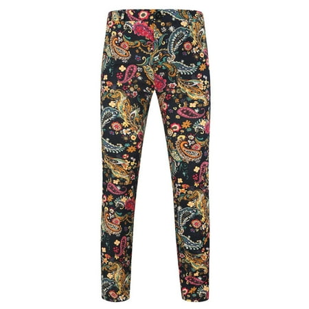 

Pants For Men Vintage Retro Printing Trouser Pant Button Zipper Suit Elastic Suit Scrub Pockets