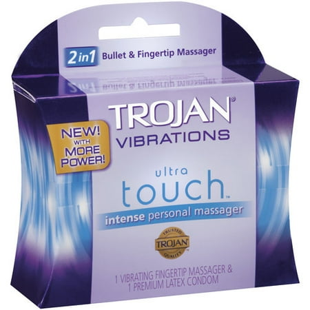trojan vibrations massager fingertip ultra touch personal vibrating condom intense